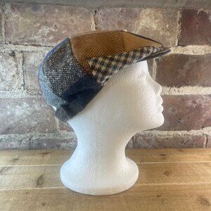 Hanna Hats Boys Donegal Ireland Tweed Wool Multicolored Patch Newsboy Cap Sz M